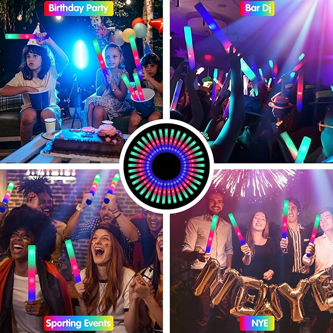 105 PCS LED Foam Glow Sticks, Glow Sticks Bulk Party Pack - Image 5
