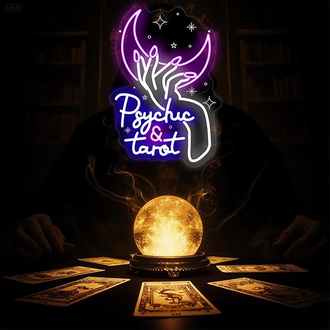 Psychic and Tarot Neon Sign, Psychic Tarot Room Wall Decor Gifts, Tarot Shop - Image 2