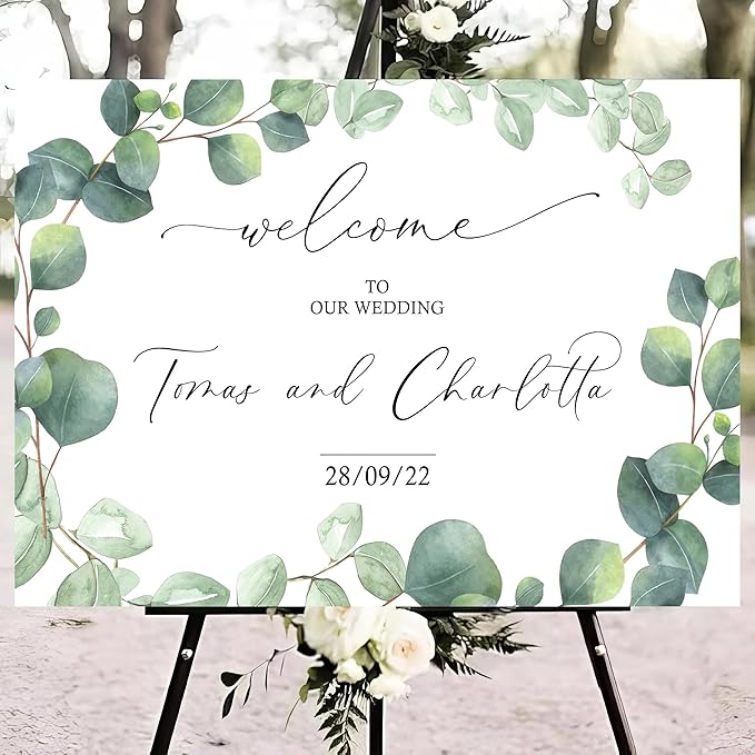 Editable Wedding Welcome Sign, Welcome Sign, Watercolor, Eucalyptus Wedding Sign - Image 4