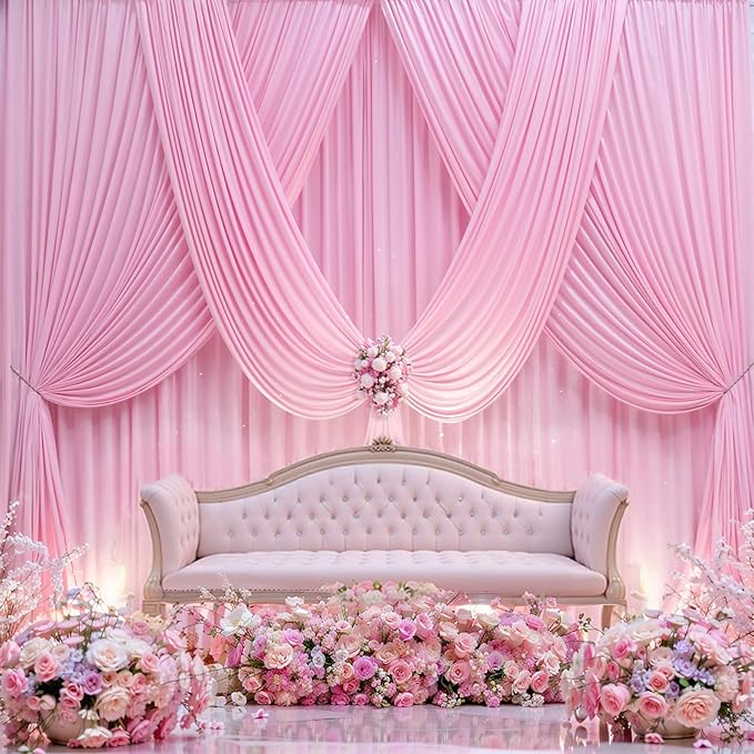 10×12ft Wrinkle Free Pink Backdrop Curtain - Image 9