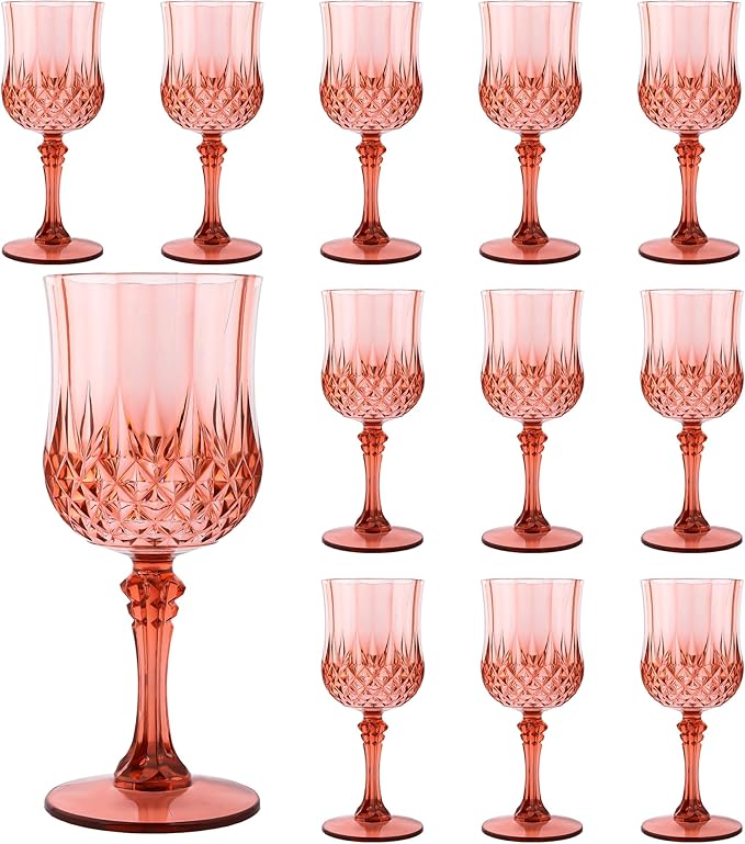 Plastic Wine Glasses，Plastic Goblets Vintage Style Cordial Drinking Glasses by LEYIQUCHAMPAGNEWINEGLASSES