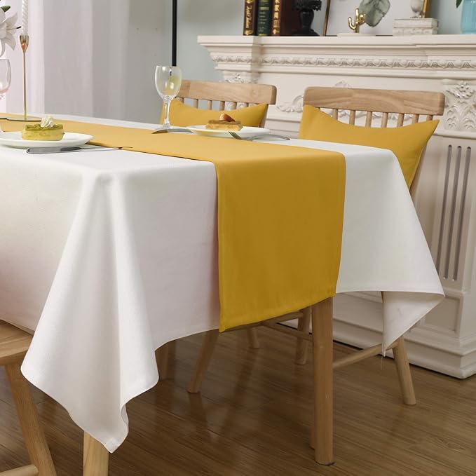 DUALIFE Table Runner Yellow 14 x 72 Inches Long Vivid Fall Yellow Table Runner - Image 4