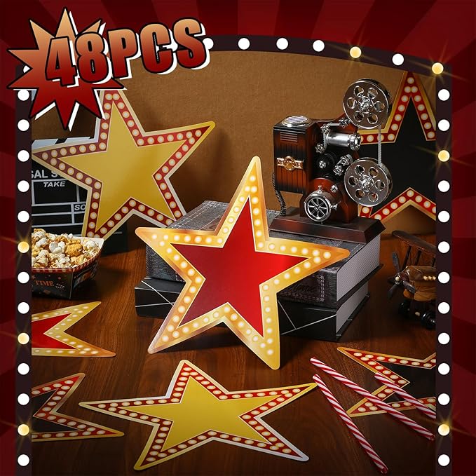 Geosar 48 Pcs Movie Star Cardboard Red Carpet Awards Night Cutouts Confetti - Image 3