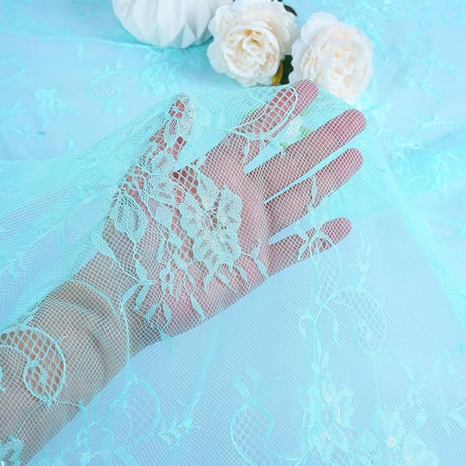 LuoluoHouse Blue Lace Tablecloth 6pcs Table Fabric 60x120 Inch - Image 5