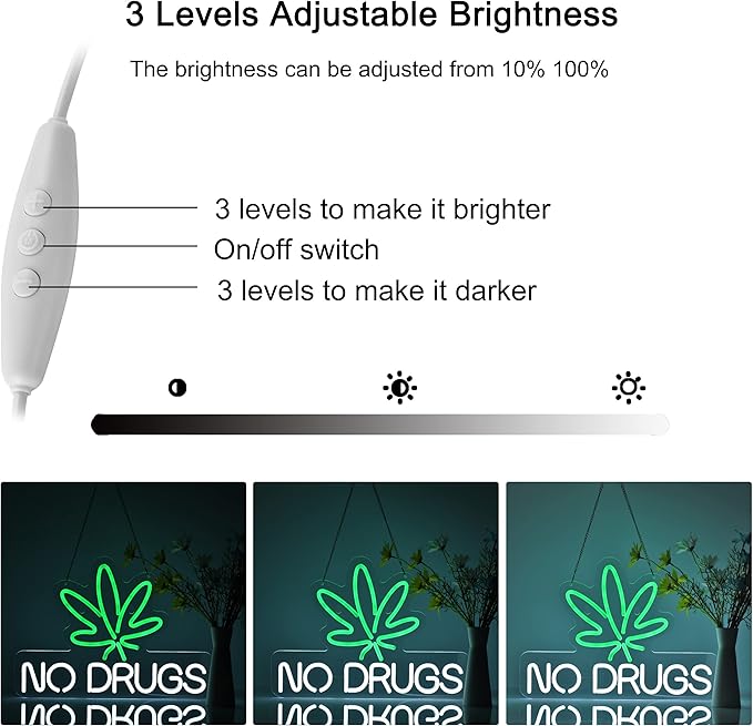 Neon Sign for Wall Decor No Drugs Marijuana Beer Bar Home Art Neon Light LED - Image 2