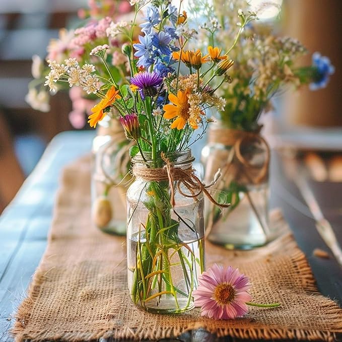Vintage Glass Flower Vase，24 Pack Farmhouse Transparent White Glass Centerpiece - Image 4