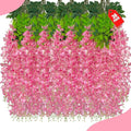 36 Pack Dark Pink Wisteria Hanging Flowers, 3.44 Ft Fake Hanging Flowers by ZEBMOON