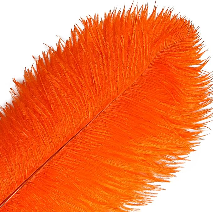 THARAHT Orange Ostrich Feathers 12pcs Large Natural Bulk 16-18Inch 40cm-45cm - Image 3