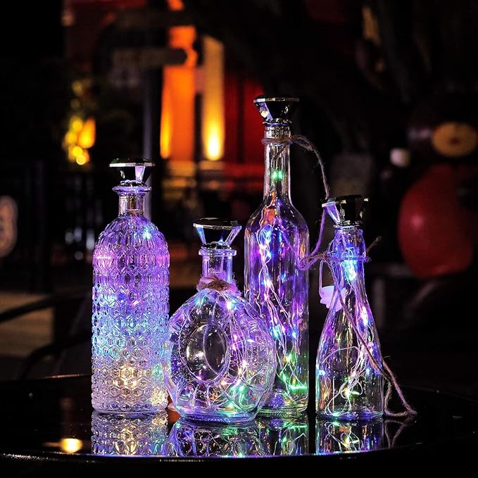 Upgraded 12 Pack Diamond Solar Wine Bottle Lights, 20 LEDs Waterproof Copper - Image 3