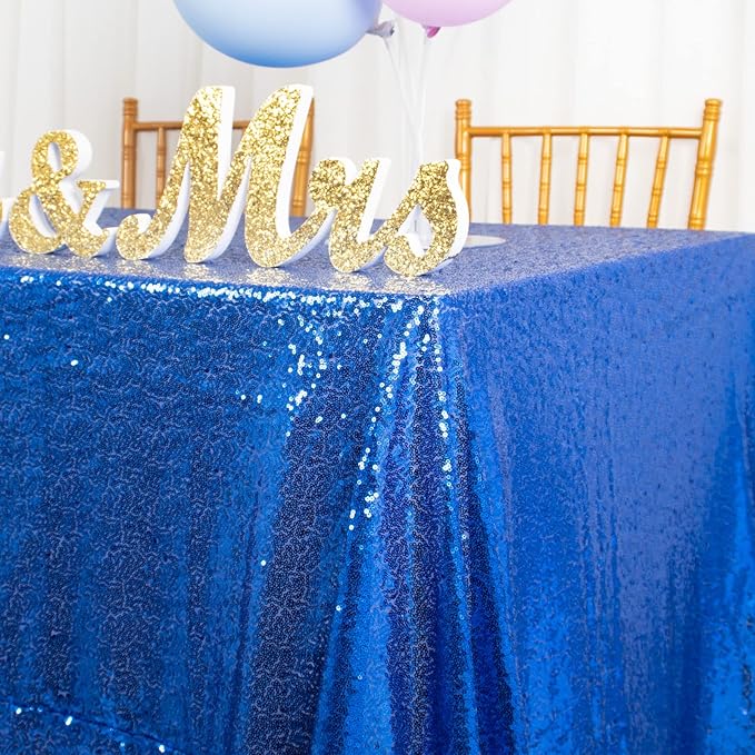 ShinyBeauty Sparkling Royal Blue Sequin Tablecloth 54x54 Inch - Image 7