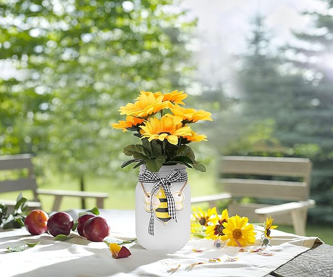 Mason Jar Centerpiece for Table, Rustic Table Decoration for Farmhouse Kitchen - Image 7