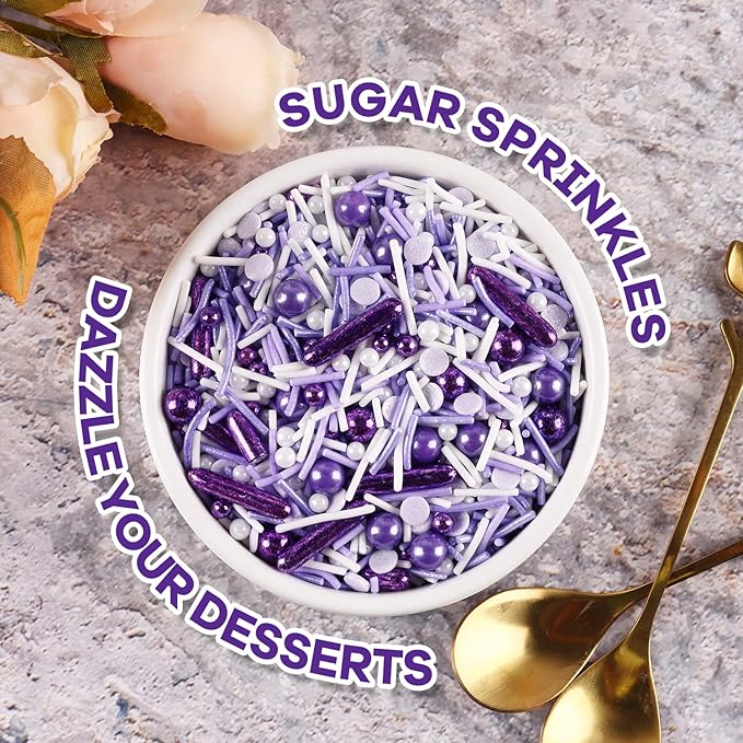 Purple Sprinkles For Cake Decorating, Ice Cream Topper, Dreamy purple Cake - Image 3