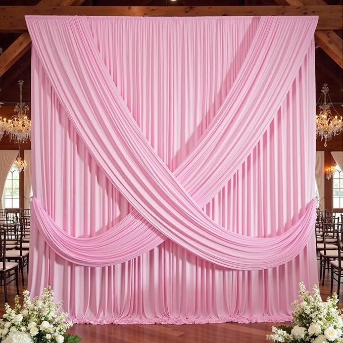 10×12ft Wrinkle Free Pink Backdrop Curtain - Image 6