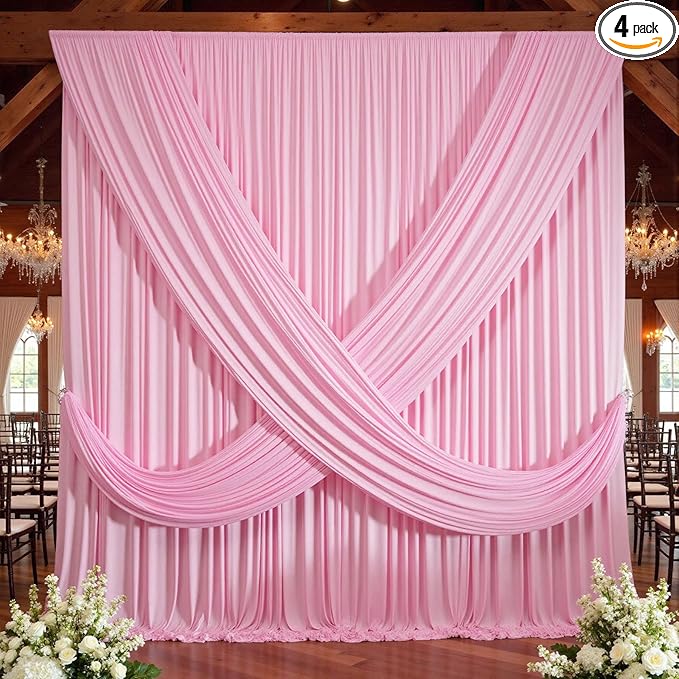 20×12ft Wrinkle Free Pink Backdrop Curtain by ENJOYYOURPARTY