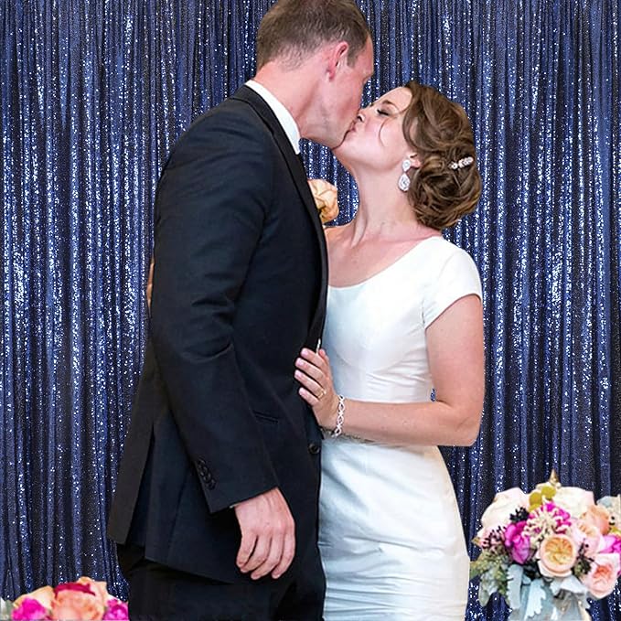 ShinyBeauty Navy Blue Sequin Backdrop 4x10ft - Image 2