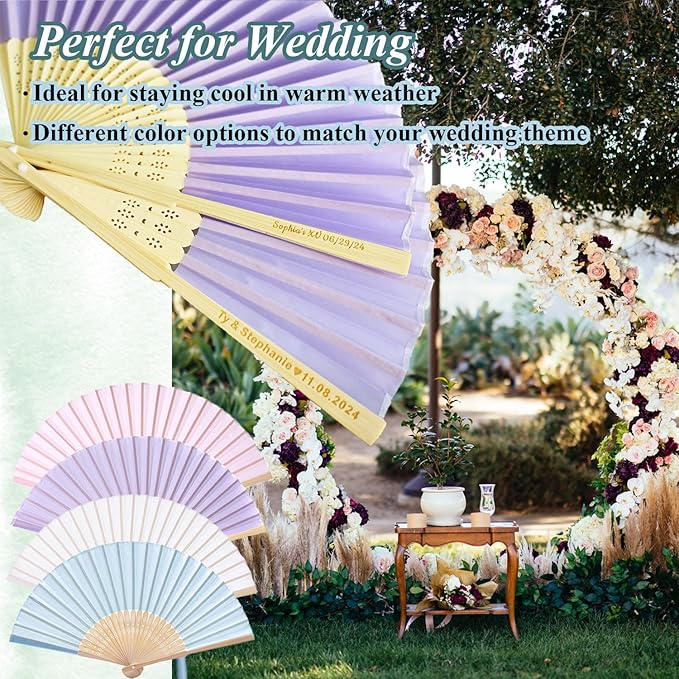 30pcs Personalized Purple Folded Hand Fans, Custom Folding Hand Fans - Image 4