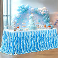 Partisky Ocean Blue Tulle Tutu Ruffle Curly Willow Table Skirt by Partisky