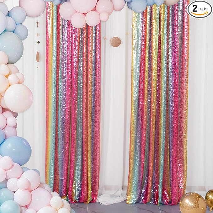 ShiDianYi Sequin Backdrop Rainbow 2 Panels 4FTx6FT Backdrops by ShiDianYi