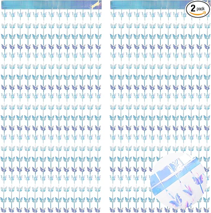 BRAVESHINE Iridescent Hanging Butterfly Foil Fringe Curtain by BRAVESHINE