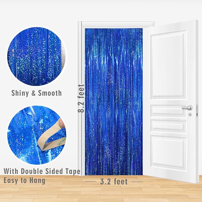 GOER 6.4 ft x 8.2 ft Metallic Tinsel Foil Fringe Curtains Party Photo Backdrop - Image 3