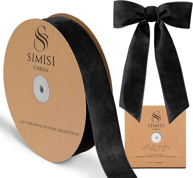 Black Velvet Ribbon 1.5'' 25 Yards by SIMISIRIBBON