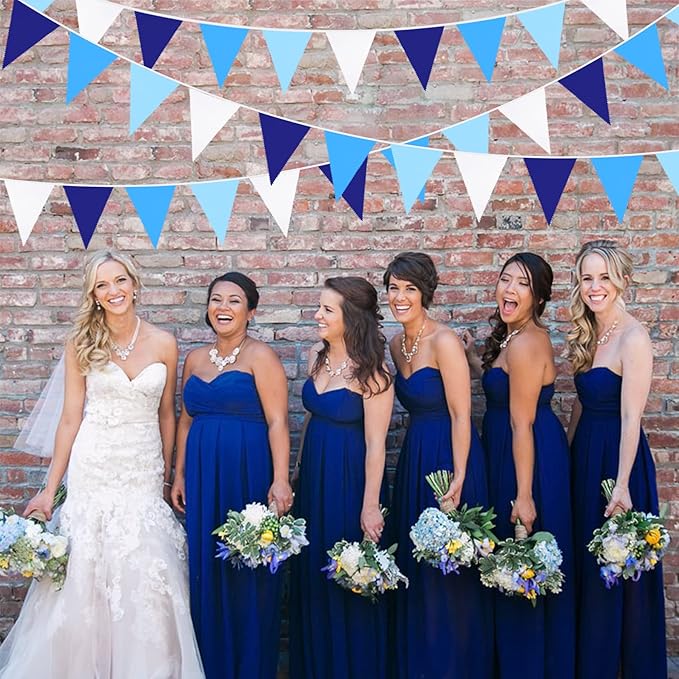10M/32Ft Royal Blue Party Decorations Triangle Flag Pennant Bunting Fabric - Image 3