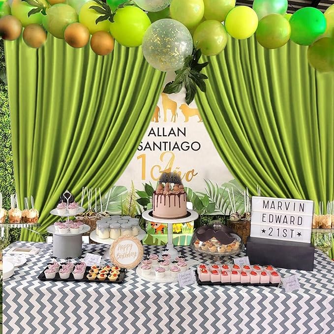 10 x 7 Feet Olive-Green Backdrop Curtain - Image 4