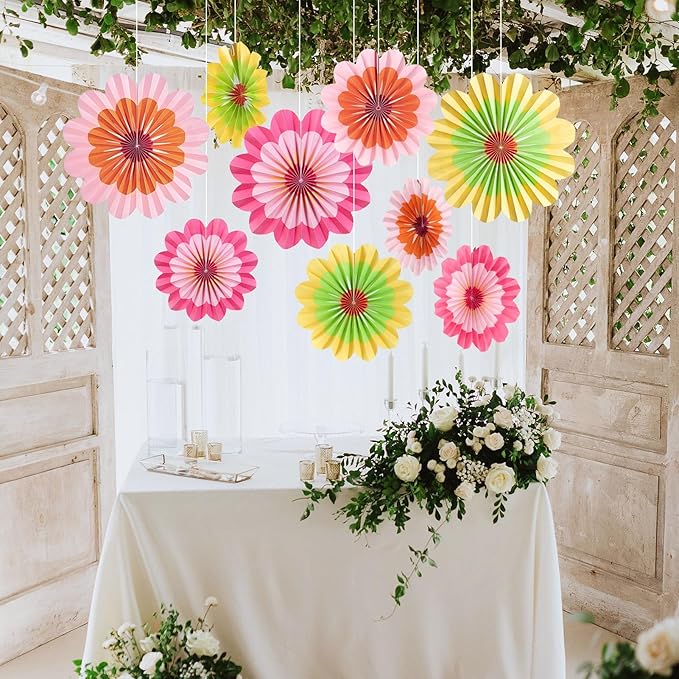 Easy Joy Paper Decorations Hanging Flower Fans - Image 5