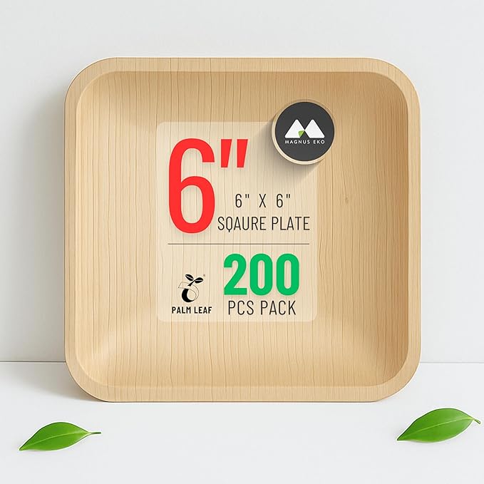 magnus EKO | 6 Inch Square Plates 200 Pcs | Disposable Plates - Image 2