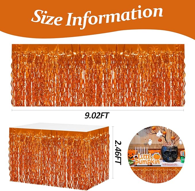 4P Wavy Metallic Tinsel Foil Fringe Table Skirts - Image 2