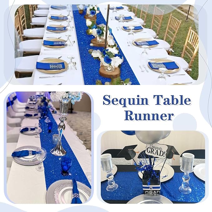 Royal Blue Sequin Table Runners 10 Pcs 12x72 Glitter Sparkly Table Runner - Image 7