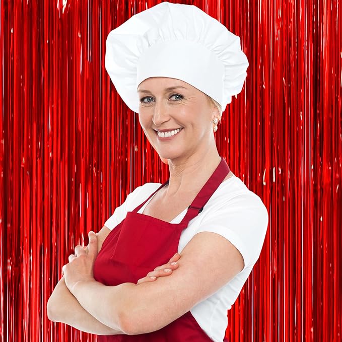 2 Pack Red Tinsel Foil Fringe Curtains, Metallic Tinsel Party Streamers Backdrop - Image 7