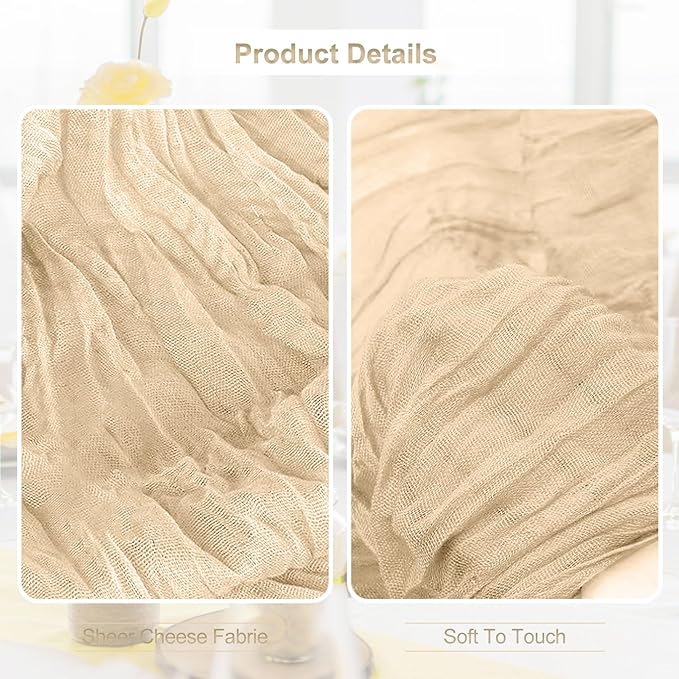 10 Pack Nude Cheesecloth Table Runner 35x120 Inch 10Ft Rustic Gauze Cheese - Image 2