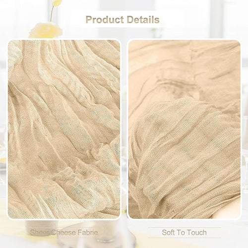 10 Pack Nude Cheesecloth Table Runner 35x120 Inch 10Ft Rustic Gauze Cheese - Image 2