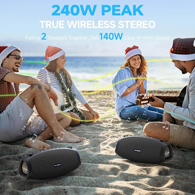 W-KING 120W Max Portable Speakers Bluetooth Wireless, IPX6 Waterproof Loud - Image 8
