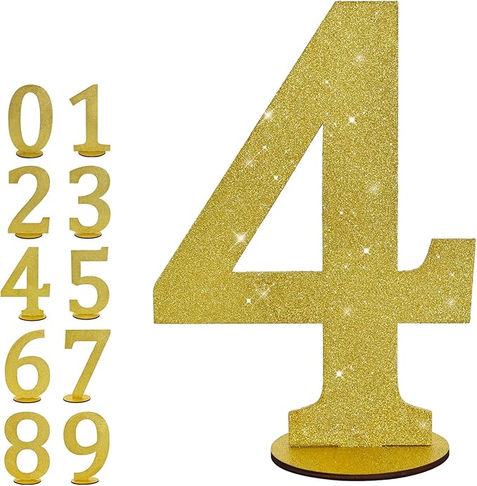 TONIFUL 11.8 Inch Gold Glitter Numbers Table Centerpieces 0-9 Birthday Party by TONIFUL