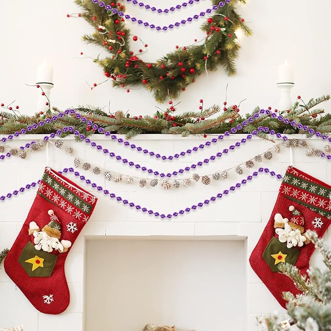 Faux Purple Pearl Beads Garland - 6mm Christmas Tree Beads 22 Yards Spool Pearl - Image 4