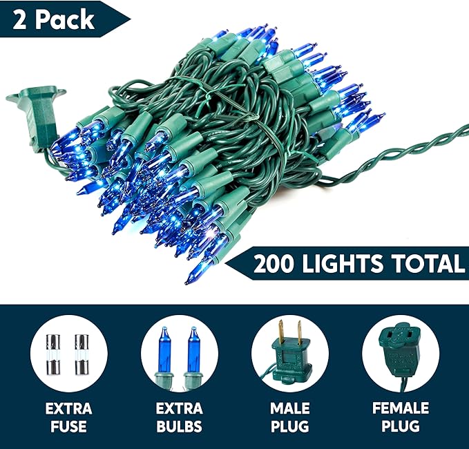 Joiedomi Blue Christmas String Lights, 200 44.6FT Christmas Fairy Tree Lights - Image 2
