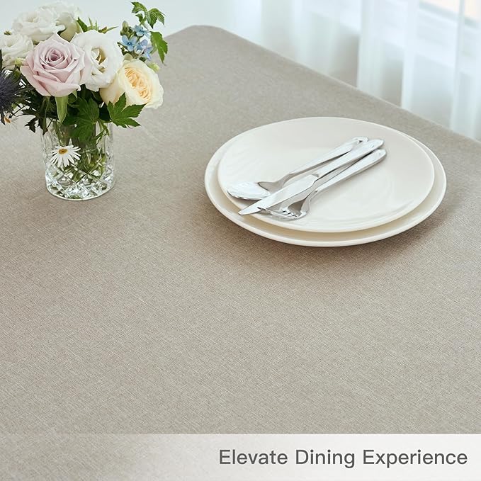 maxmill Linen Texture Tablecloth Water Resistance Antiwrinkle Spillproof - Image 8