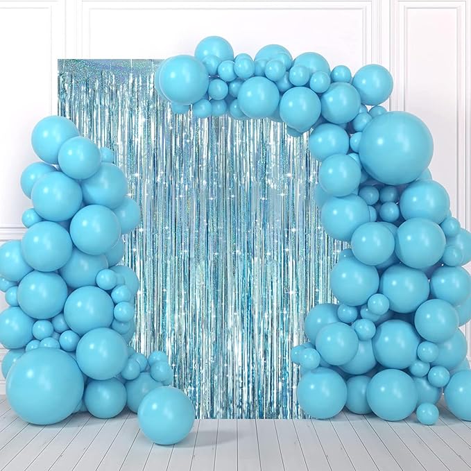 2 Pack Laser Light Blue Foil Fringe Curtains, Tinsel Streamers Birthday Party - Image 7