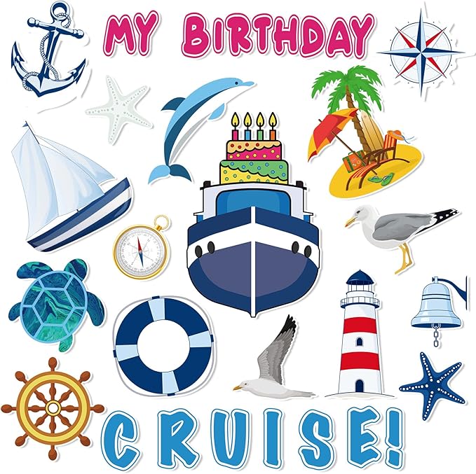 Xuhal 25 Pcs Birthday Cruise Door Magnets Decorations Funny Cruise Ship Door by Xuhal