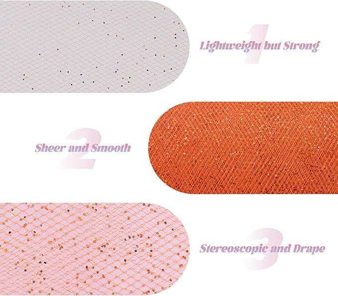 Glitter Tulle Rolls 6” by 50 Yards Sparkle Tulles Fabric Ribbon Sequin Tulle - Image 3