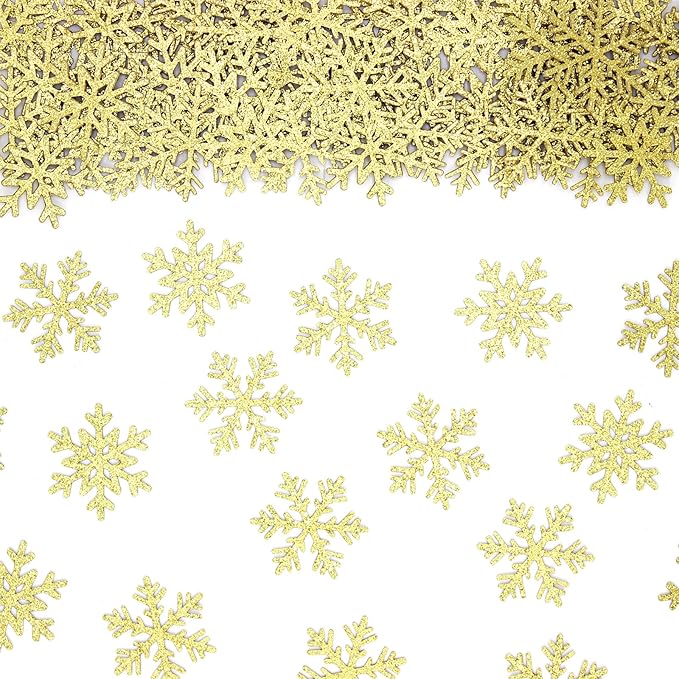 200PC Snowflake Party Decorations Gold Glitter Christmas Confetti Paper by Vofrise