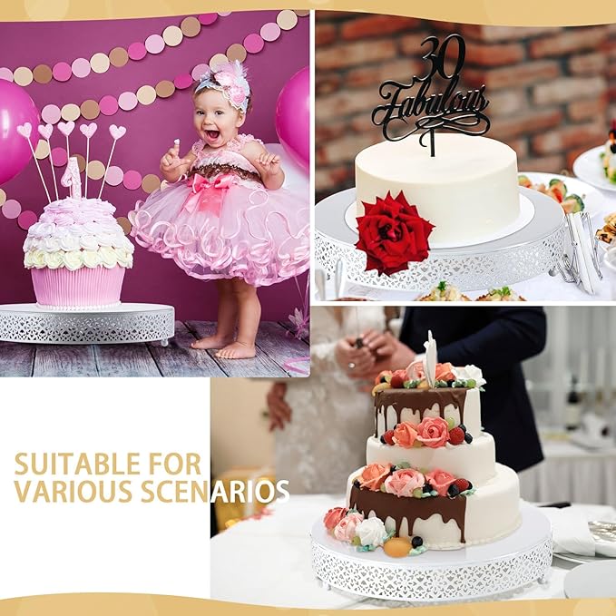 Wenqik Cake Stand 14 Inch Round Metal Cupcake Dessert Wedding Cake Stand - Image 6