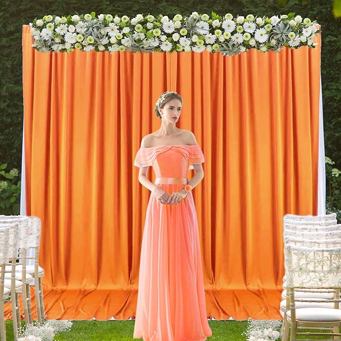 2 Panels Orange Backdrop Curtain, 10 x 7 Feet Background Curtains - Image 4