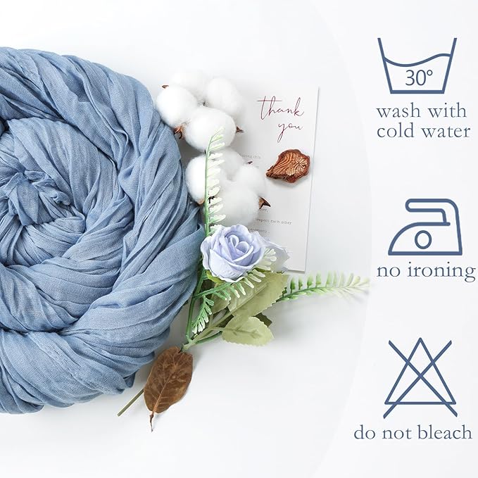 6 Pack Dusty Blue Table Runner 10ft Boho Gauze Fabric Cheesecloth Table Runner - Image 5