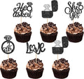 30 PCS He Asked She Said Yes Cupcake Toppers Love I Do Diamond Ring Cupcake by ZHUOWEISM