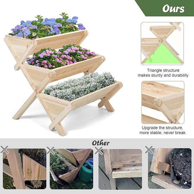 3 Tiers Wooden Vertical Raised Garden Bed - Image 2