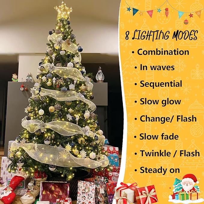 YEGUO 500 LED 165ft Christmas Lights Outdoor Waterproof, Warm White String - Image 6