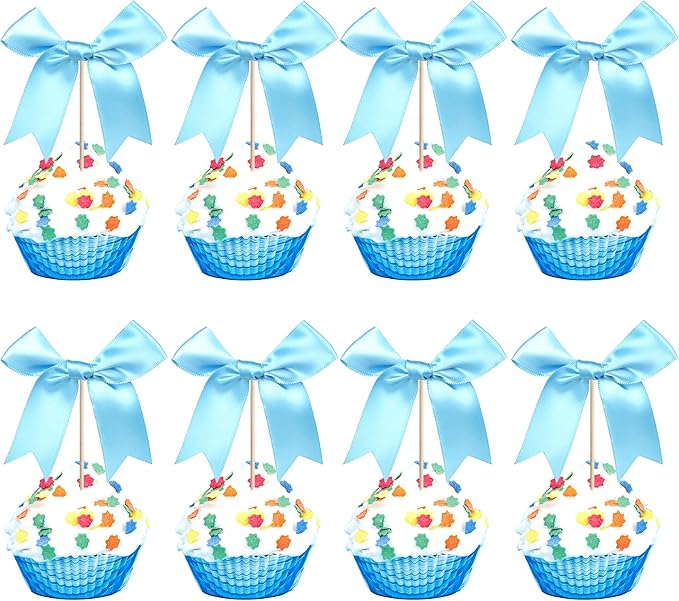 24 PCS Bow Cupcake Toppers Bowknot Cake Toppers Bow Girls Birthday Cake - Image 8